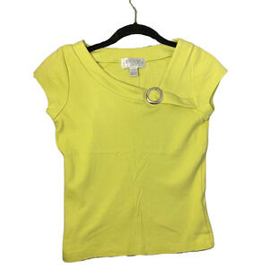 Casual Corner Annex Petite Yellow Top With Decorative Ring Accent Size XS